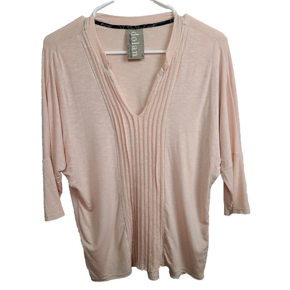 Dolan Anthropologie Womens Top‎ Small Peach Pleated V-Neck 3/4 Sleeve BOHO